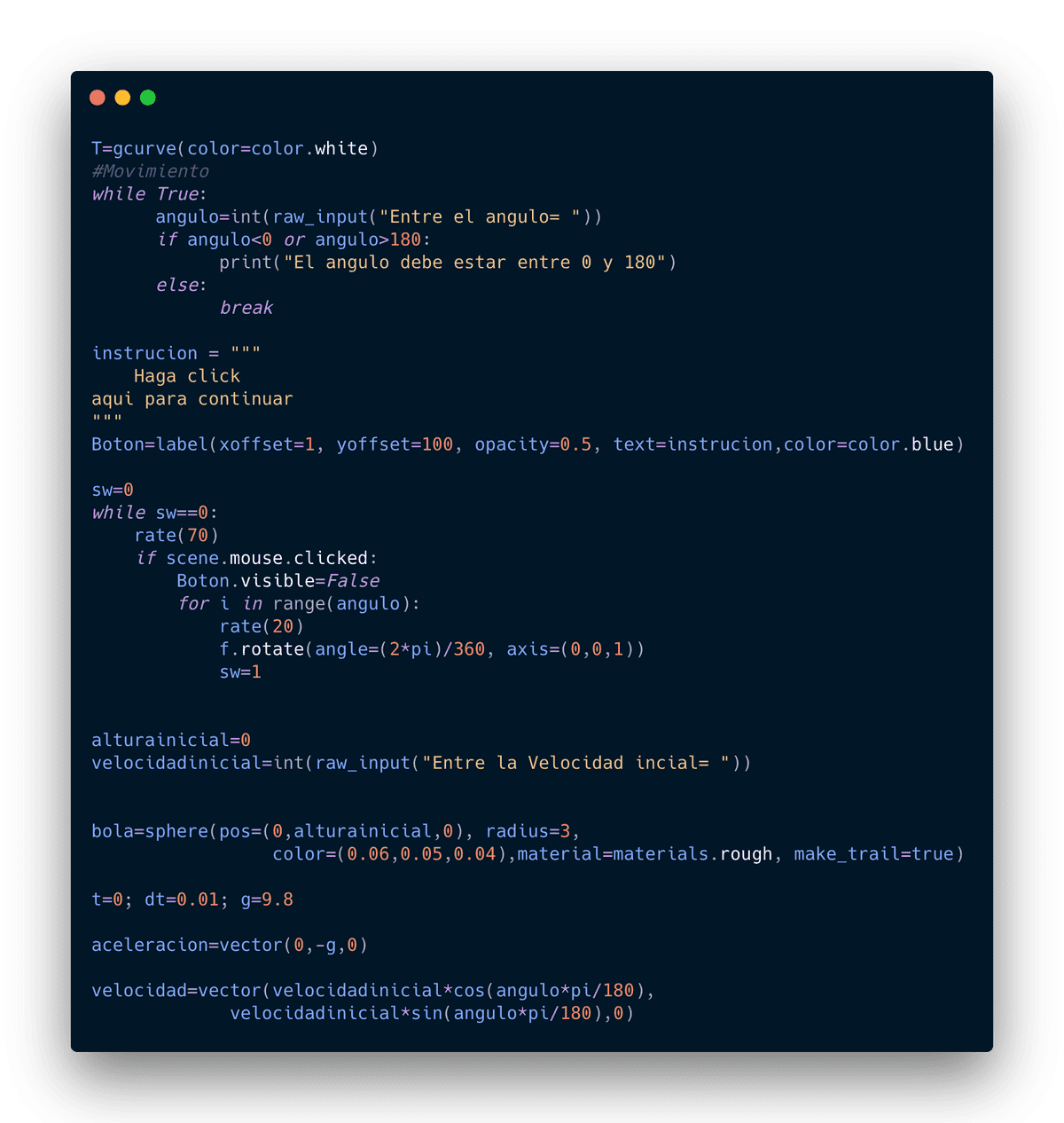 Implementación de las ecuaciones en python